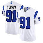LA.Rams #91 Kobie Turner Player White Limited Fearsome Vapor F.U.S.E. Home Game Gdoa Stitched Jerseys