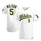 Athletics #5 Jacob Wilson White Authentic Home Stitched Jersey