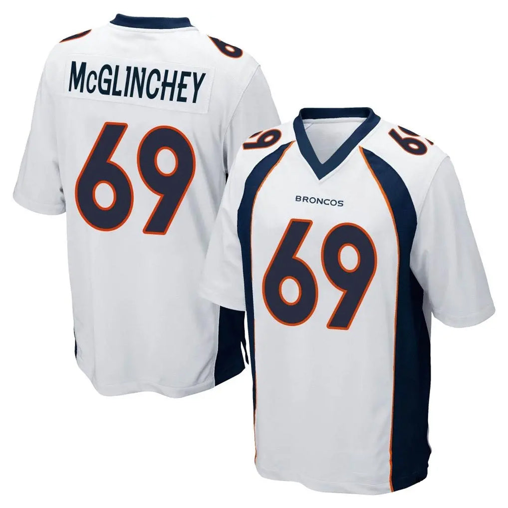 D.Broncos #69 Mike McGlinchey Player White Game Gdoa Stitched Jerseys