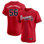 A.Braves #56 Spencer Schwellenbach Player Red Limited Elite Home Game Gdoa Stitched Jerseys