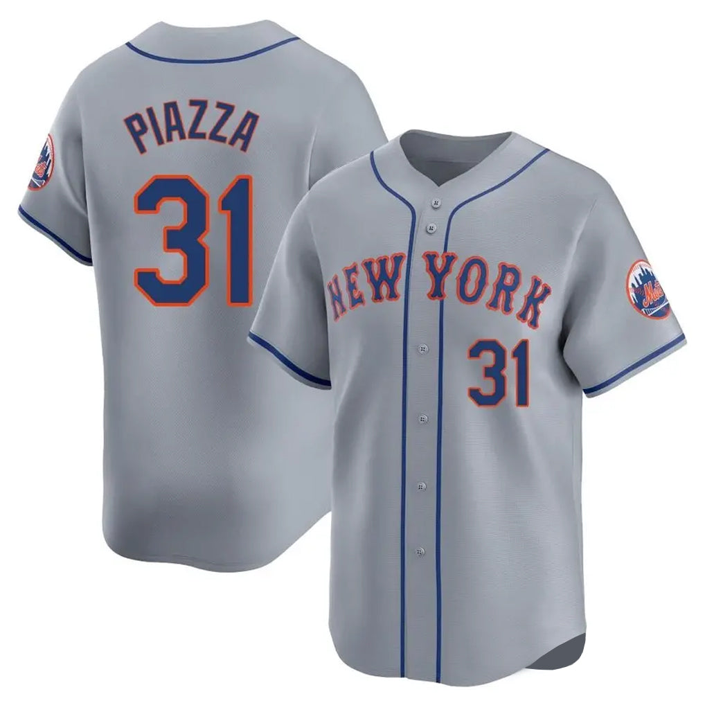 NY.Mets #31 Mike Piazza Player Gray Road Limited Home Fdoa Stitched Jerseys