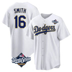 LA.Dodgers #16 Will Smith Player Gold White World Series 2026 Collection Stadium Game Fdoa Stitched Jerseys