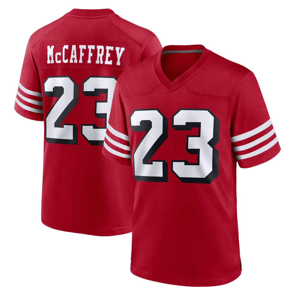 SF.49ers #23 Christian McCaffrey Player Red Limited Alternate Home Game Gdoa Stitched Jerseys