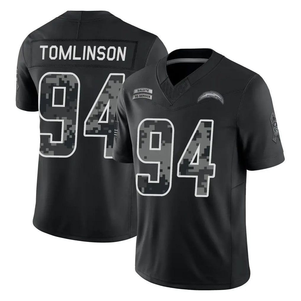 LA.Chargers #94 Dalvin Tomlinson Player Black Limited 2026 Salute to Service Home Game Stitched Jerseys