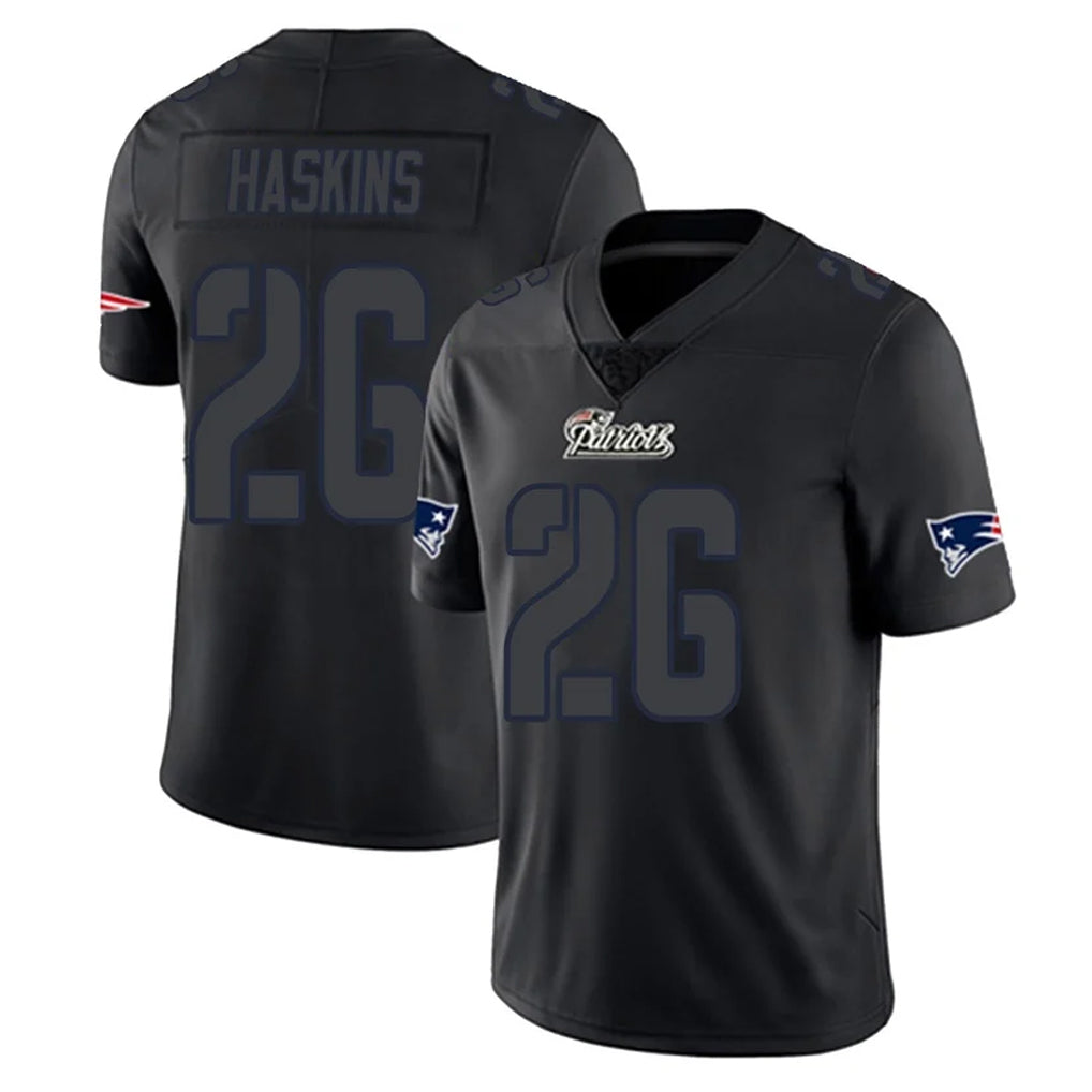 NE.Patriots #26 Hassan Haskins Player Black Impact LImited Home Game Gdoa Stitched Jerseys