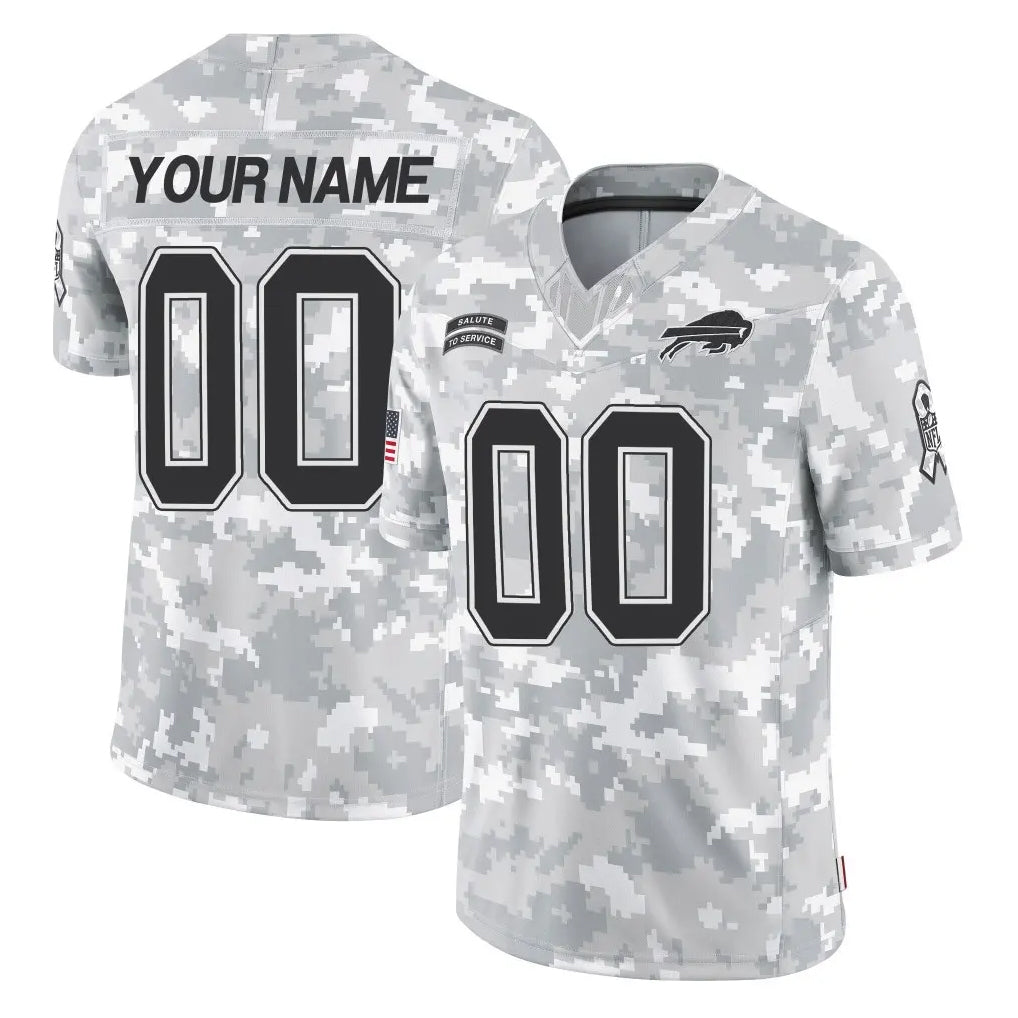 Custom B.Bills Arctic Camo Salute to Service Limited Any Name & Numbers Gdoa Stitched Jerseys