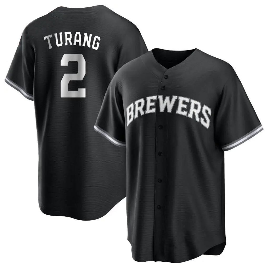 M.Brewers #2 Brice Turang Player Black Game Home Fdoa Stitched Jerseys