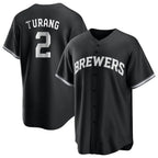 M.Brewers #2 Brice Turang Player Black Game Home Fdoa Stitched Jerseys