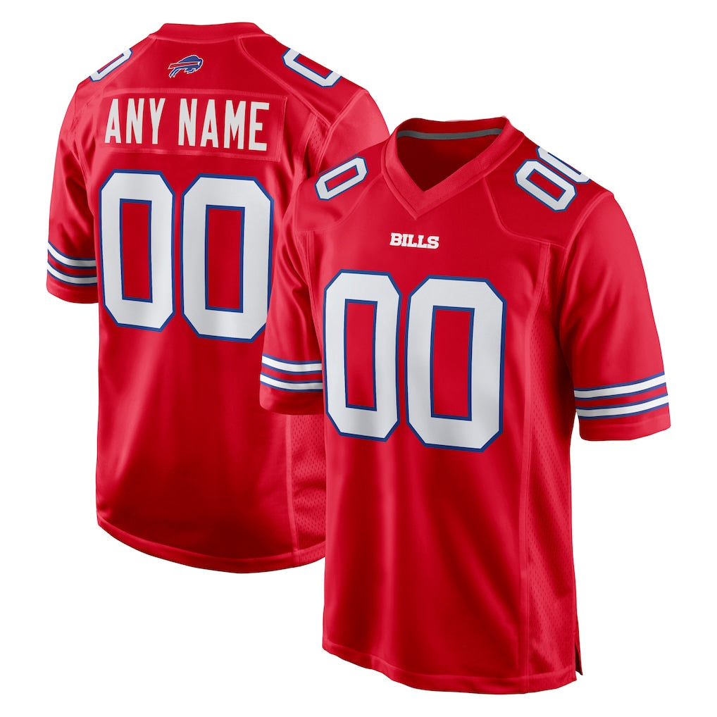 Custom B.Bills Red Home Game Any Name & Numbers Gdoa Stitched Jerseys