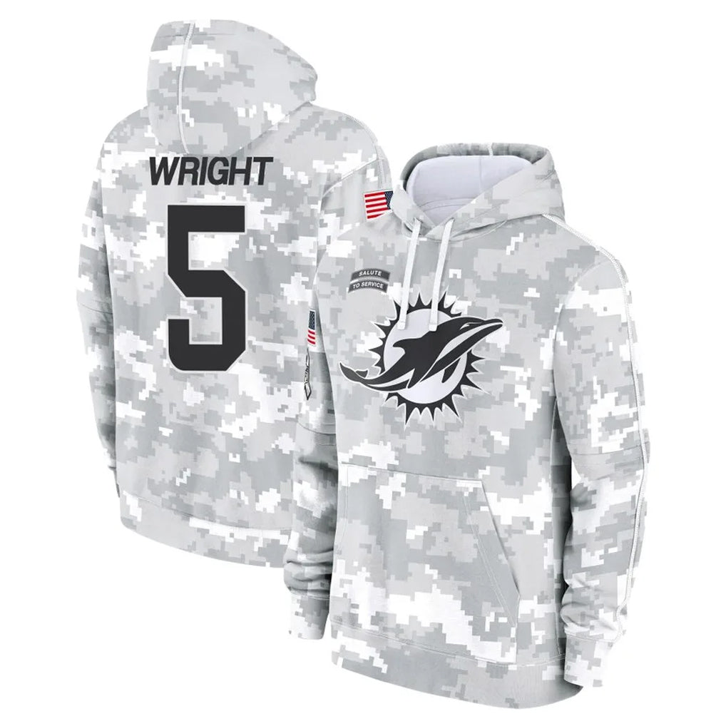 M.Dolphins #5 Jaylen Wright Player Arctic Camo Salute to Service Hoodies Limited Game Gdoa Stitched Jerseys