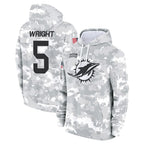 M.Dolphins #5 Jaylen Wright Player Arctic Camo Salute to Service Hoodies Limited Game Gdoa Stitched Jerseys