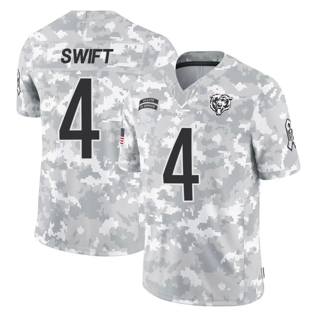 C.Bears #4 D'Andre Swift Player Arctic Camo Salute to Service Limited Gdoa Stitched Jerseys