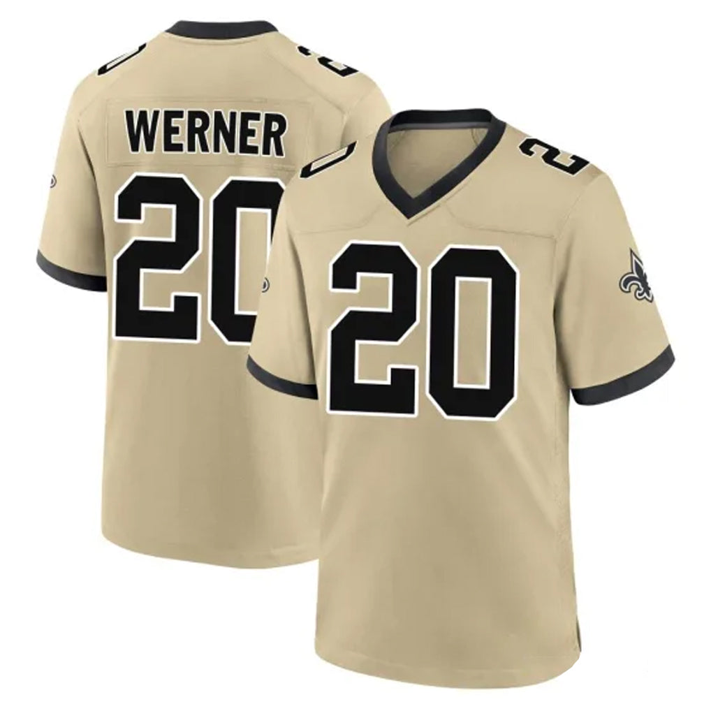 NO.Saints #20 Pete Werner Player Gold Home Game Gdoa Stitched Jerseys