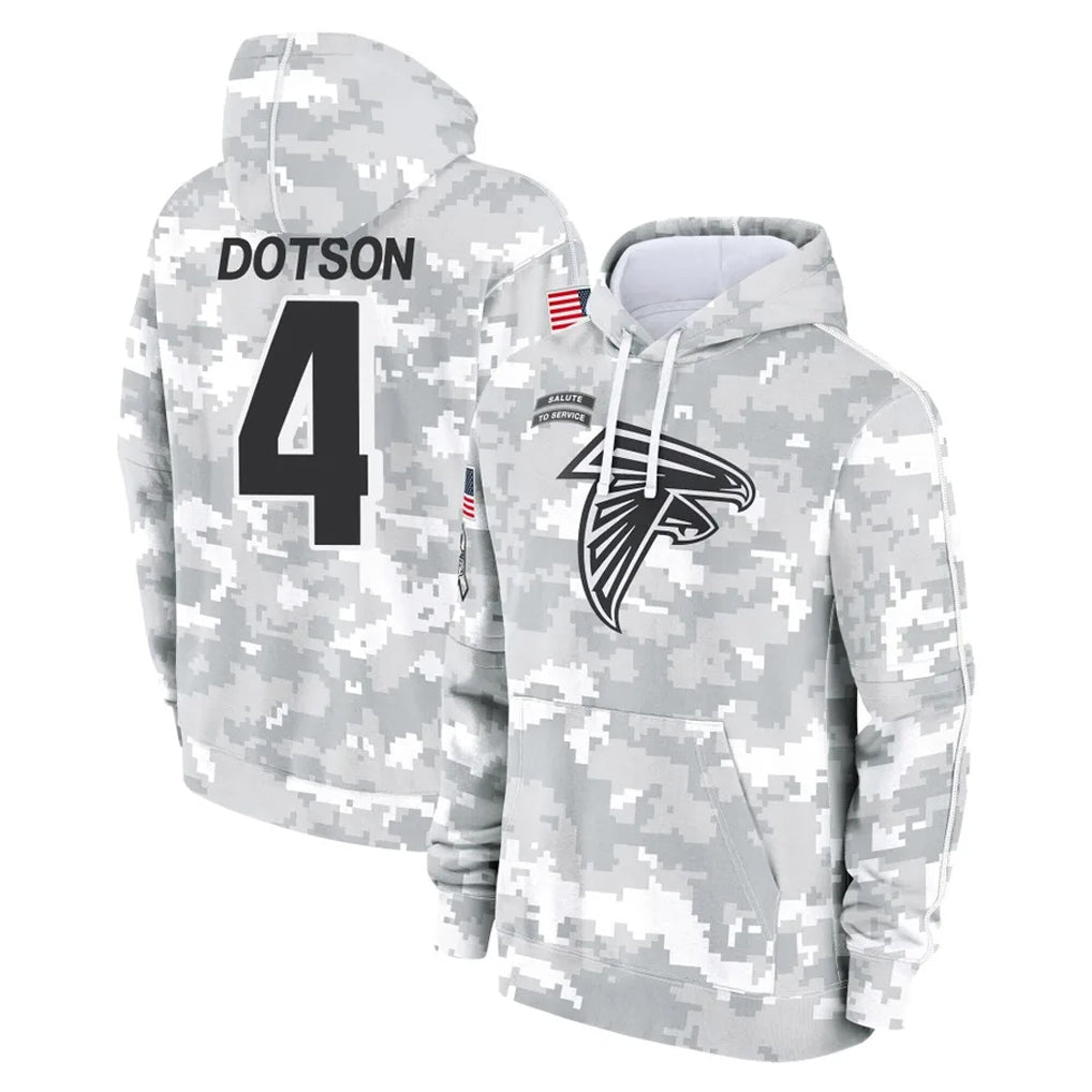 A.Falcons #4 Jahan Dotson Player Camo Arctic Salute to Service Hoodies Limited Gdoa Stitched Jerseys