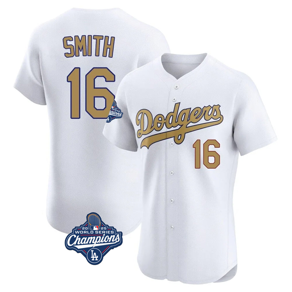 LA.Dodgers #16 Will Smith Player Gold World Series Meet Limited Elite Home Fdoa Stitched Jerseys