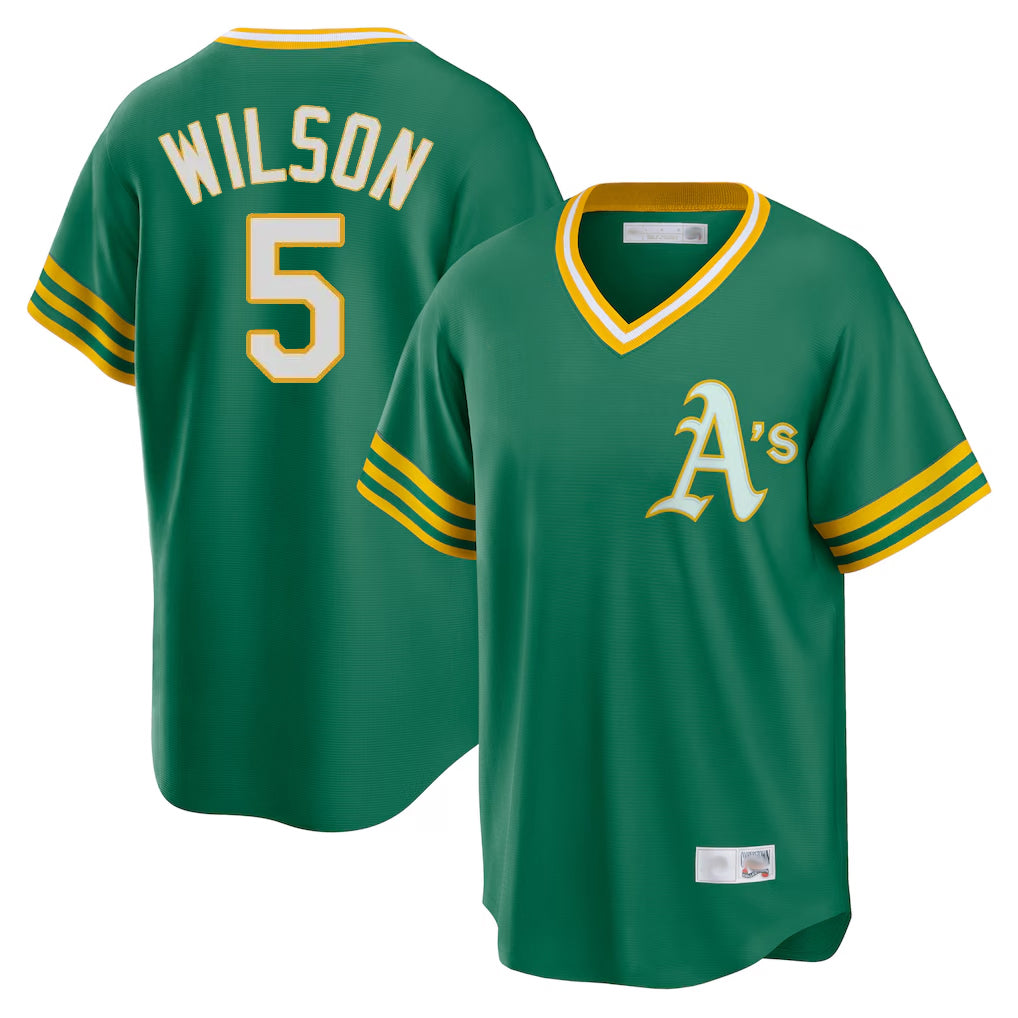 Athletics #5 Jacob Wilson Player Kelly Green Cooperstown Collection T-shirt Game Gdoa Stitched Jerseys