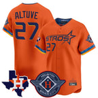 H.Astros #27 Jose Altuve Player Orange City Connect Texas Patch Vapor Premier Limited Home Gdoa Stitched Jerseys