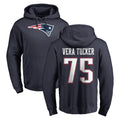 NE.Patriots #75 Alijah Vera-Tucker Player Navy LOGO Pullover Hoodies Home Game Gdoa Stitched Jerseys