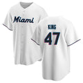 M.Marlins #47 John King Player White  Home Game Fdoa Stitched Jerseys