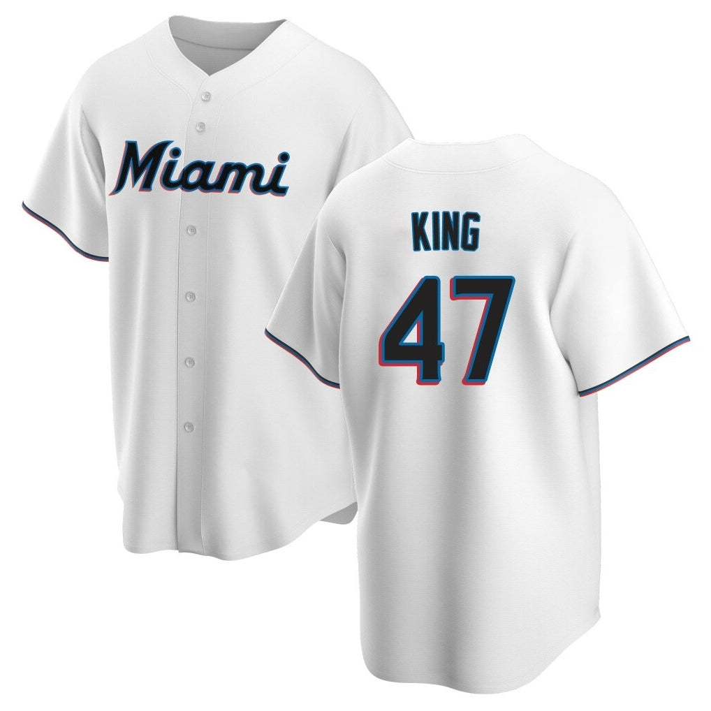 M.Marlins #47 John King Player White  Home Game Fdoa Stitched Jerseys