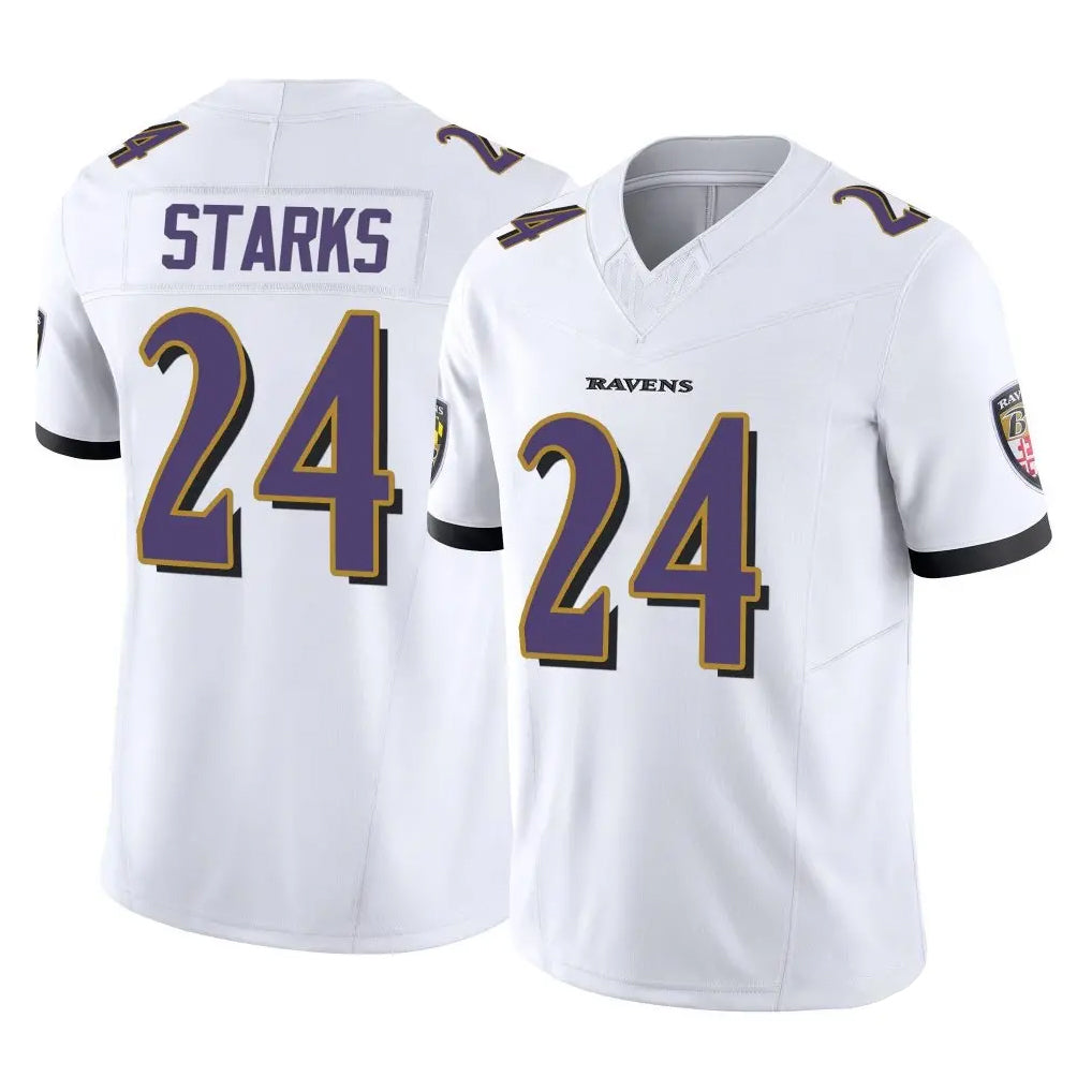 B.Ravens #24 Malaki Starks Player White Vapor F.U.S.E. Limited Home Game Gdoa Stitched Jerseys