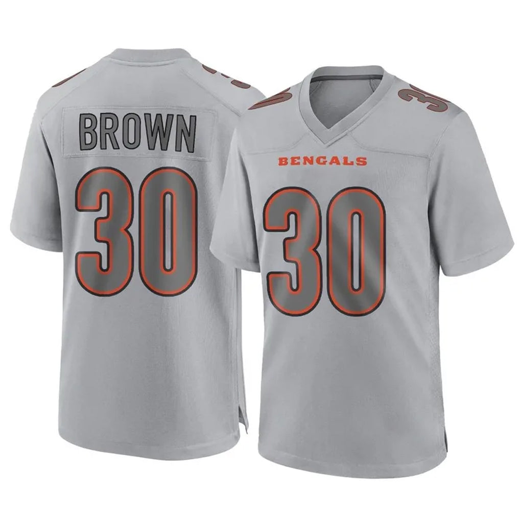 C.Bengals #30 Chase Brown Player Gray Atmosphere Fashion Game Gdoa Stitched Jerseys