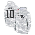 NE.Patriots #10 Drake Maye Player Arctic Camo Salute to Service Pullover Hoodies Limited Game Gdoa Stitched Jerseys