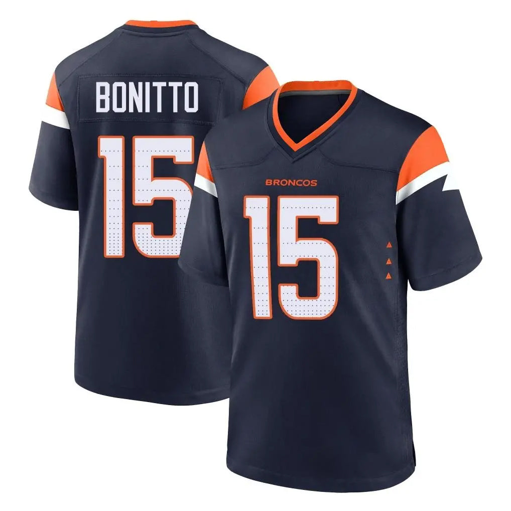 D.Broncos #15 Nik Bonitto Player Navy Home Game Ddoa Stitched Jerseys