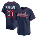 A.Braves #31 Greg Maddux Player Navy Limited Home Game Gdoa Stitched Jerseys