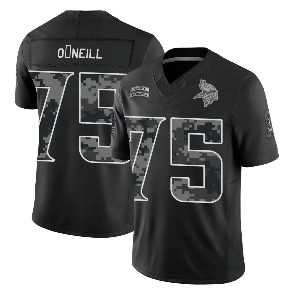 MN.Vikings #75 Brian O'Neill Player Black Limited 2026 Salute to Service Home Game Gdoa Stitched Jerseys