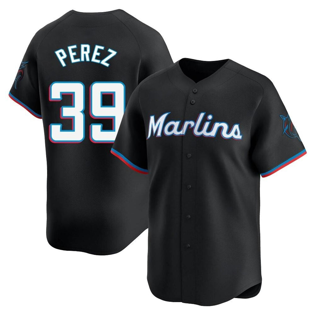 M.Marlins #39 Eury Perez Player Black  Home Limited Fdoa Stitched Jerseys