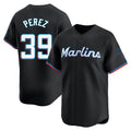 M.Marlins #39 Eury Perez Player Black  Home Limited Fdoa Stitched Jerseys