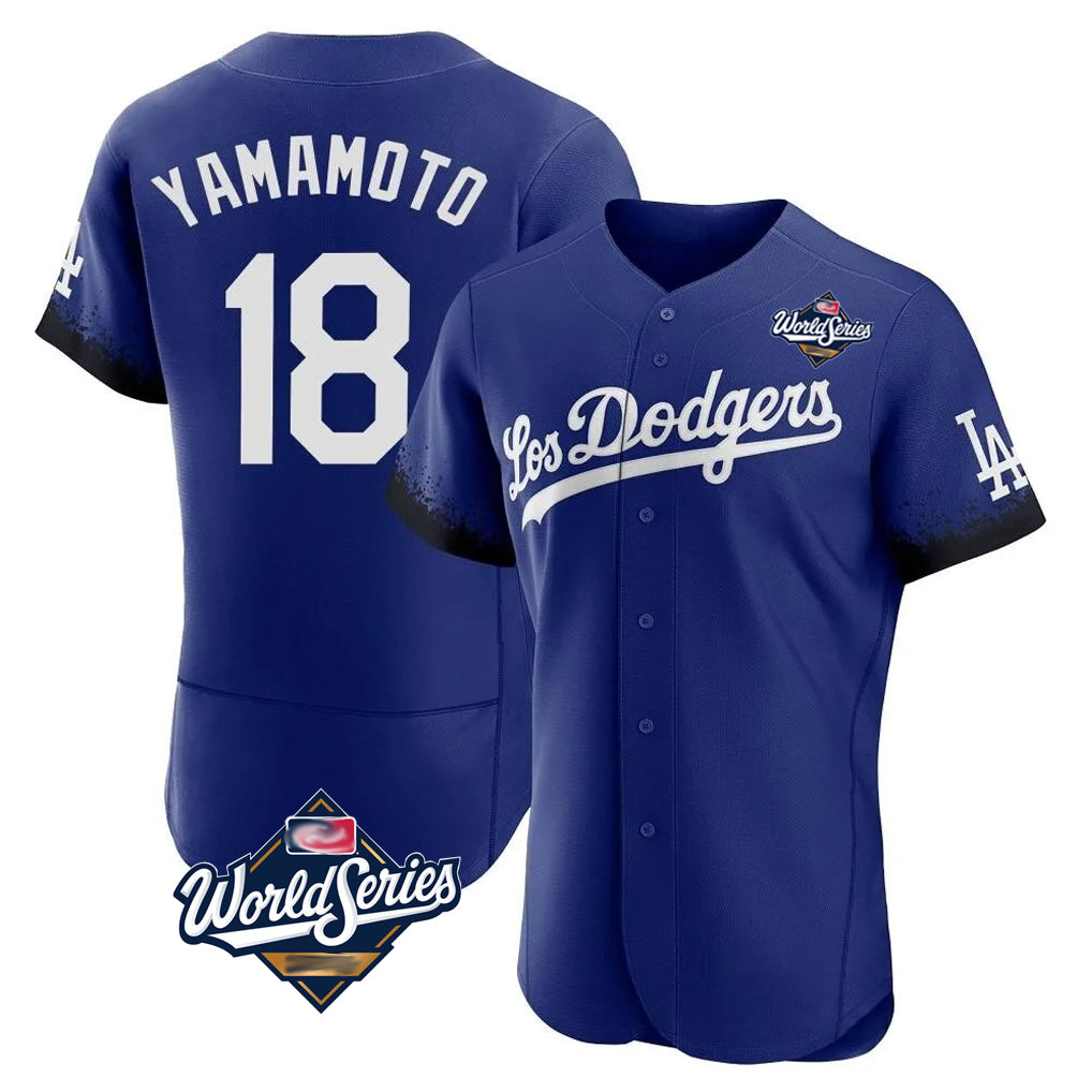 LA.Dodgers #18 Yoshinobu Yamamoto Player Royal World Series City Connect Elite Home Fdoa Stitched Jerseys