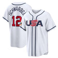 P.Phillies #12 Kyle Schwarber Player White USA World Classic Game Limited Fdoa Stitched Jerseys