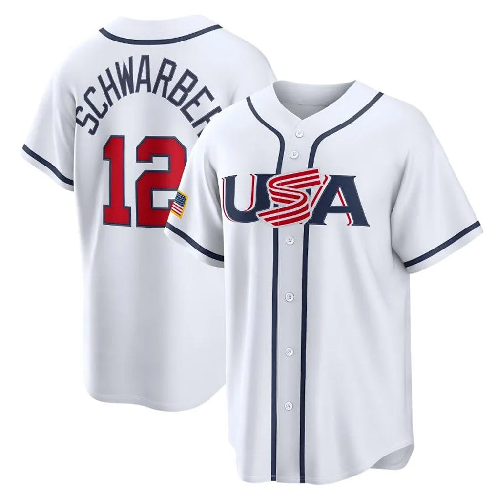 P.Phillies #12 Kyle Schwarber Player White USA World Classic Game Limited Fdoa Stitched Jerseys