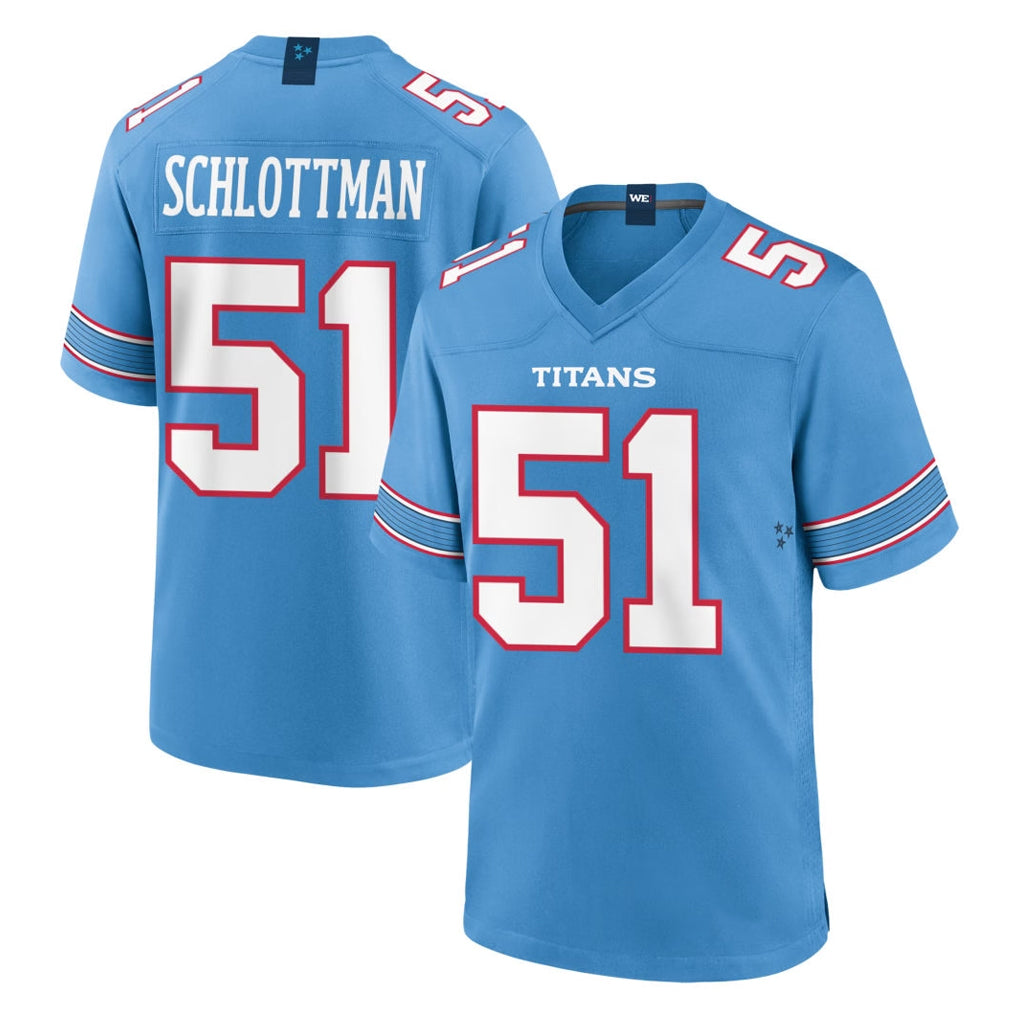 T.Titans #51 Austin Schlottmann Player Light Blue 2026 Game Home Gdoa Stitched Jerseys