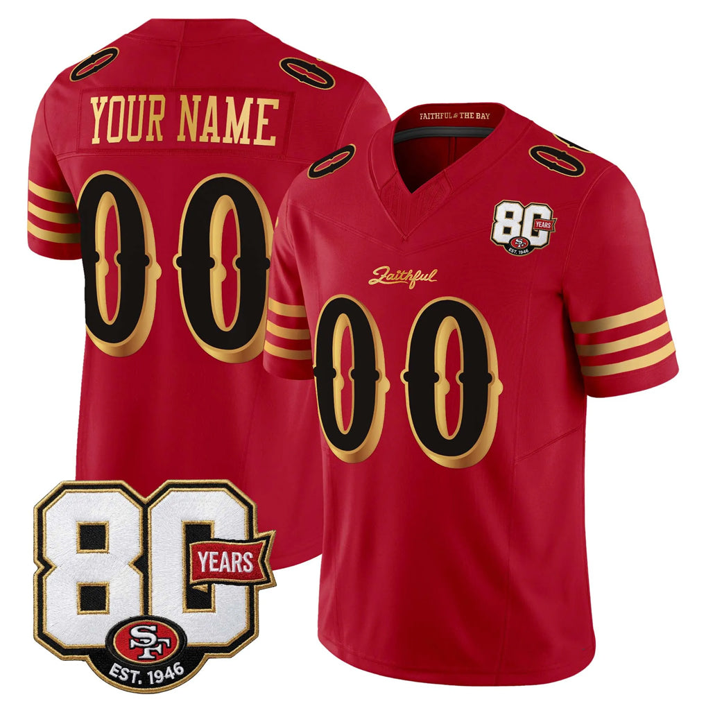 Custom SF.49ers Red Limited 80th Rivalries Collection Home Game Any Name & Numbers Gdoa Stitched Jerseys