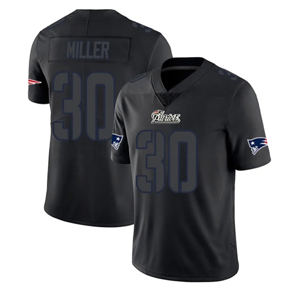 NE.Patriots #30 Jam Miller Player Black Impact LImited Home Game Gdoa Stitched Jerseys