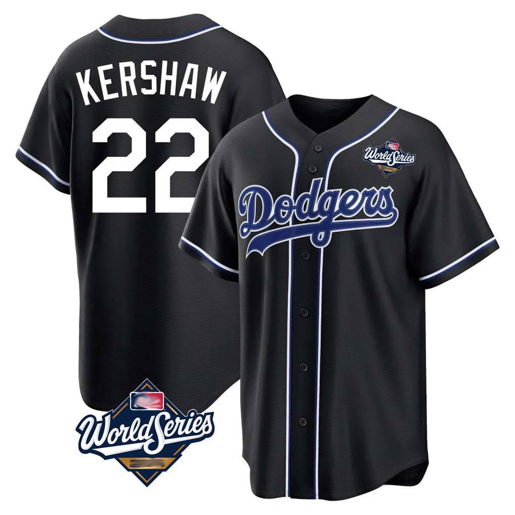 LA.Dodgers #22 Clayton Kershaw Player Black World Series Carbon Limited Home Fdoa Stitched Jerseys