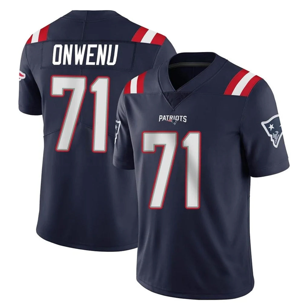 NE.Patriots #71 Mike Onwenu Player Navy Vapor Untouchable Home Game Gdoa Stitched Jerseys