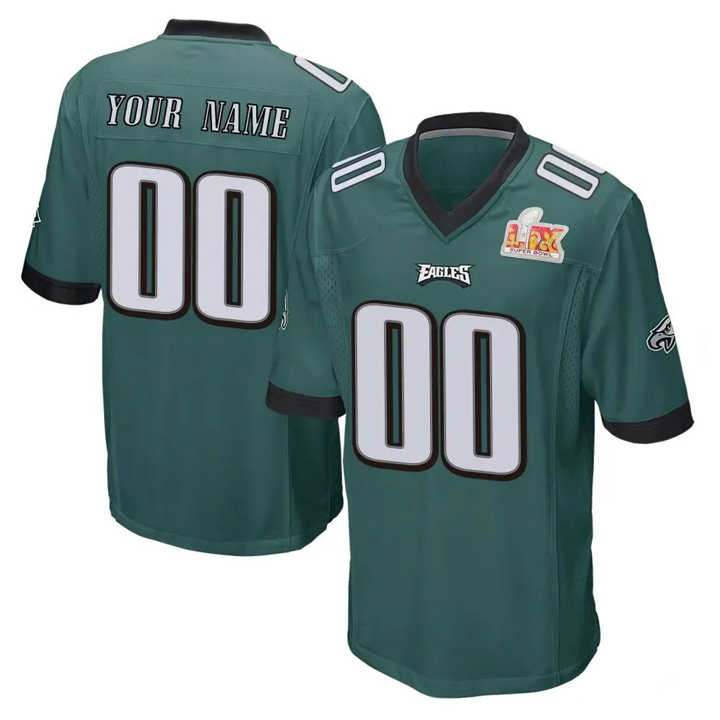 Custom P.Eagles Team Color Green Super Bowl LIX Home Game Any Name & Numbers Gdoa Stitched Jerseys