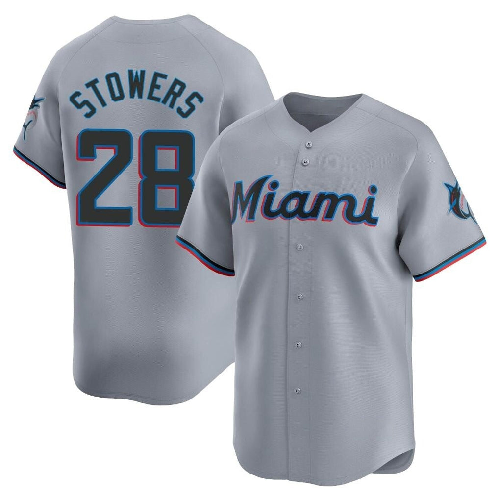 M.Marlins #28 Kyle Stowers Player Gray Home Limited Fdoa Stitched Jerseys