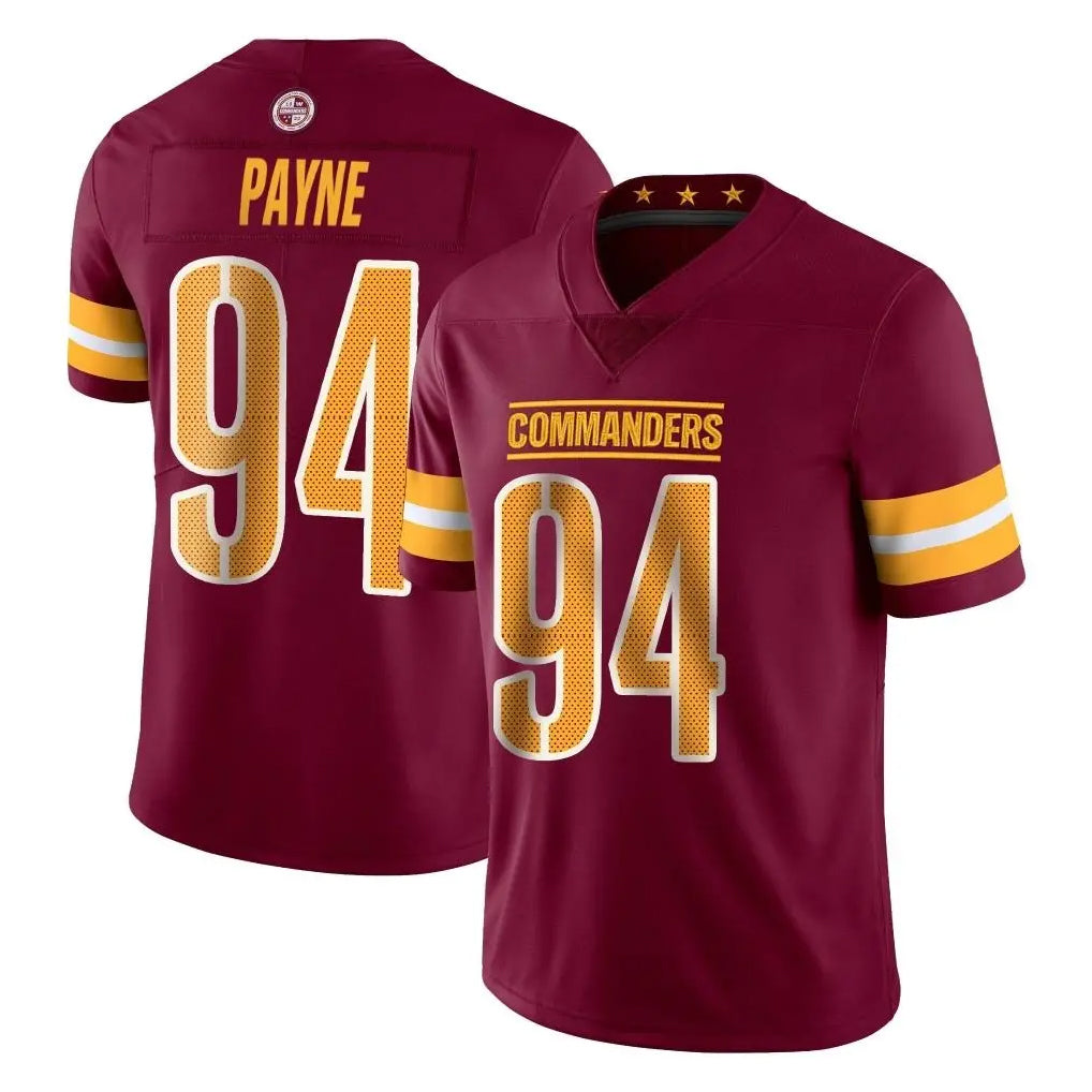 W.Commanders #94 Daron Payne Player Burgundy Limited Vapor Home Game Gdoa Stitched Jerseys