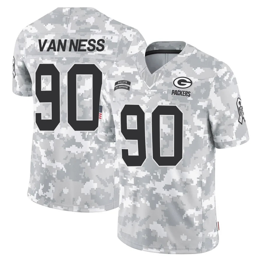 GB.Packers #90 Lukas Van Ness Player Arctic Camo Salute To Service Limited Gdoa Stitched Jerseys