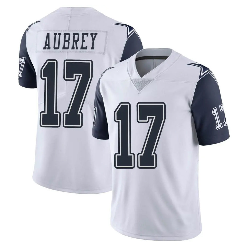 D.Cowboys #17 Brandon Aubrey Player White-Navy Limited Color Rush Vapor Untouchable Home Game Gdoa Stitched Jerseys