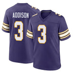 M.Vikings #3 Jordan Addison Player Purple Classic Home Game Gdoa Stitched Jerseys