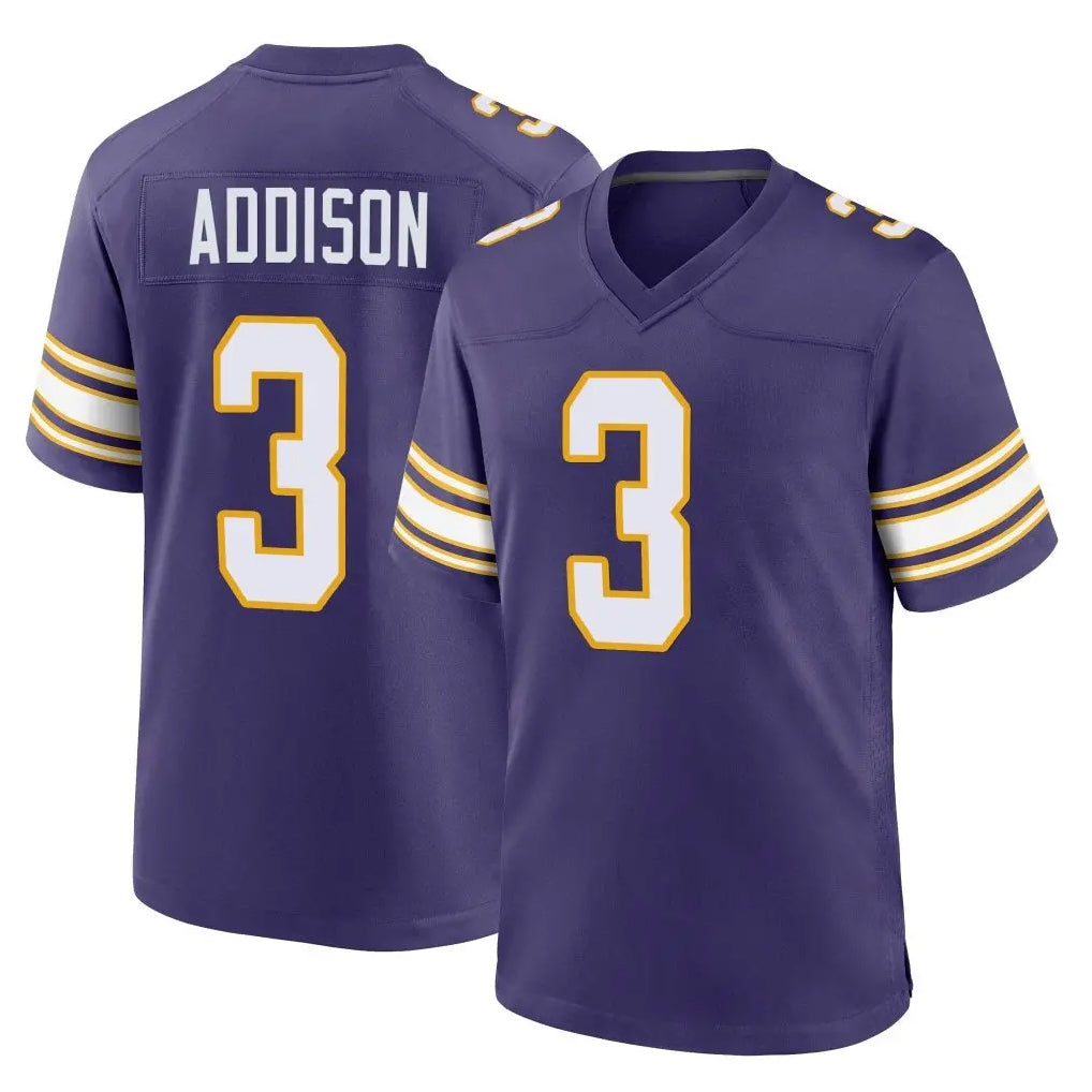 M.Vikings #3 Jordan Addison Player Purple Classic Home Game Gdoa Stitched Jerseys