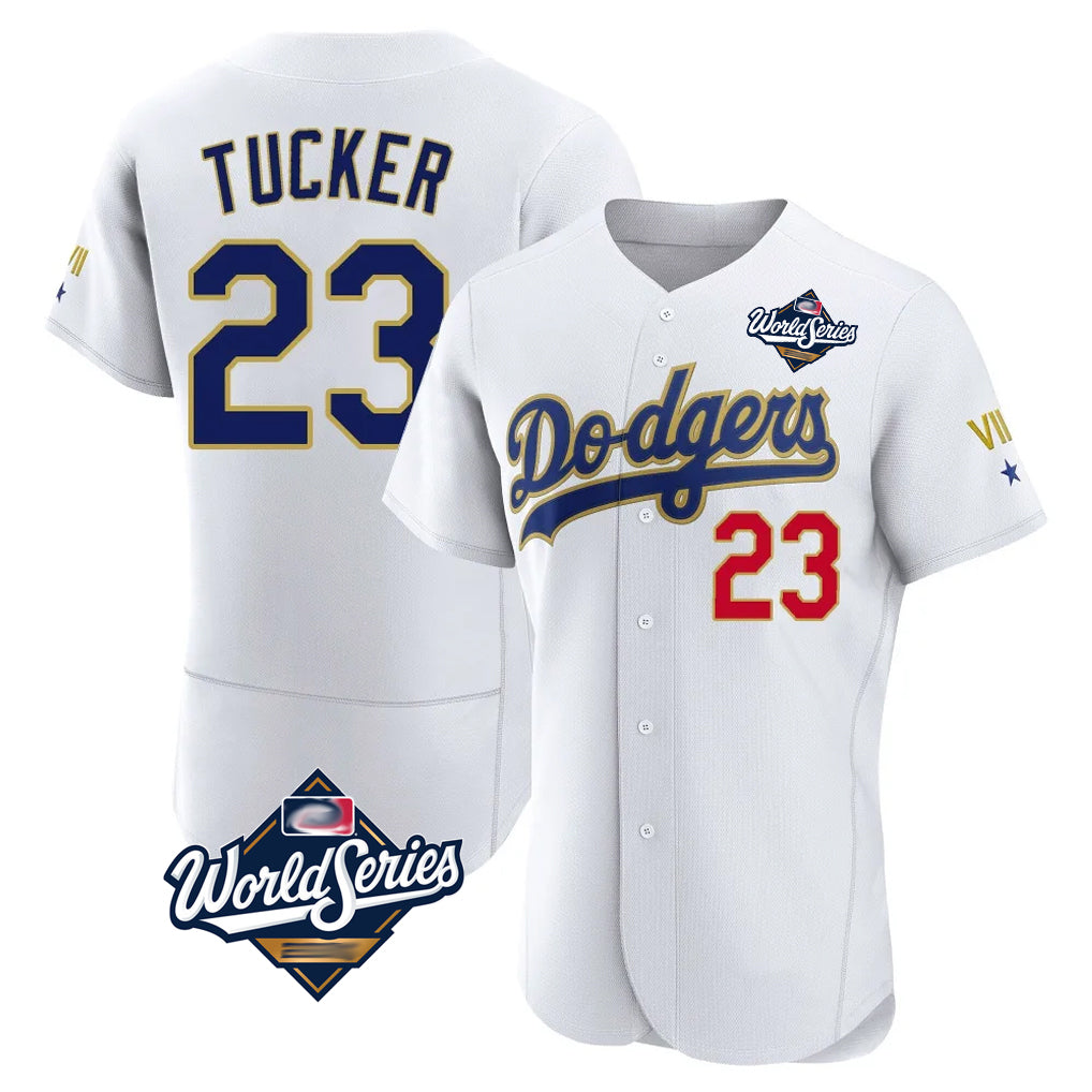 LA.Dodgers #23 Kyle Tucker Player Gold White World Series 2026 Collection Stadium Limited Elite Fdoa Stitched Jerseys