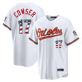 B.Orioles #17 Colton Cowser Player White USA 250 Fourth of July Home Game Gdoa Stitched Jerseys
