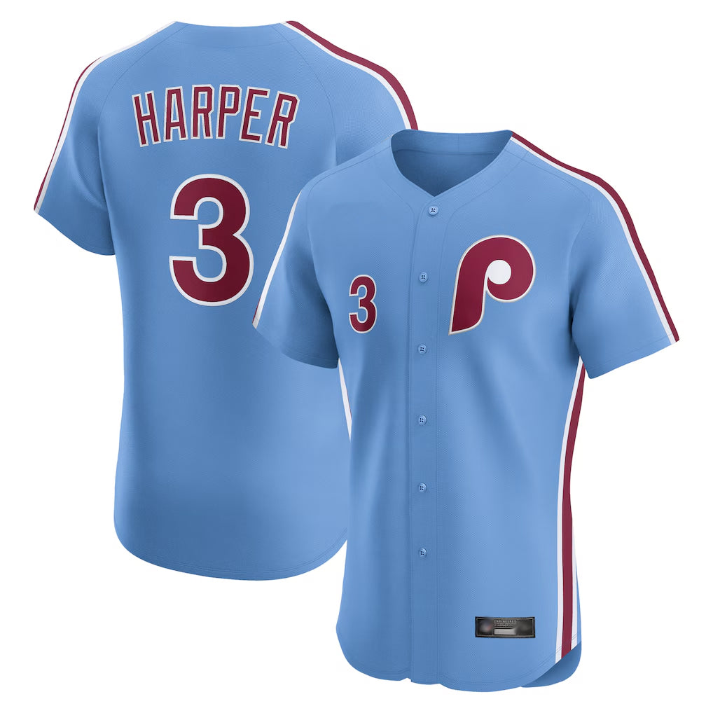P.Phillies #3 Bryce Harper Player Light Blue Home Limited Elite Fdoa Stitched Jerseys